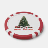 Prettig kerstfeest. Boom (ontwerp 1) met cadeaus Poker Chips (Enkel)