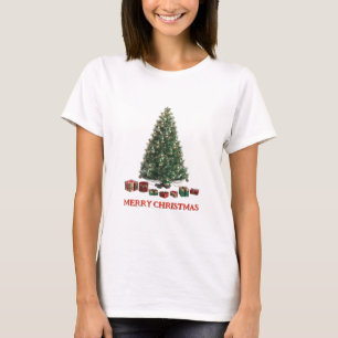 Prettig kerstfeest. Boom (ontwerp 1) met cadeaus T-shirt