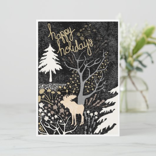 Prettig Kerstfeest Boseland Eland Kerstkaart (Staand voorkant)