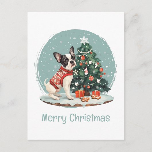 Prettig kerstfeest Boston Terrier hond Feestdagenkaart (Voorkant)