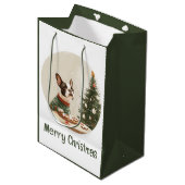 Prettig kerstfeest Boston Terrier hond Medium Cadeauzakje (Voorkant Gekanteld)