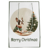 Prettig kerstfeest Boston Terrier hond Medium Cadeauzakje (Achterkant)