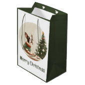 Prettig kerstfeest Boston Terrier hond Medium Cadeauzakje (Achterkant Gekanteld)