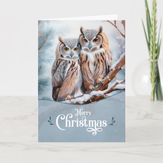 Prettig kerstfeest Bosuil Koppel Feestdagen Kaart (Voorkant)