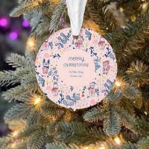 Prettig kerstfeest bosvrienden in winterwoud ornament