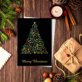 Prettig kerstfeest botanisch folie kerstkaart feestdagenkaart