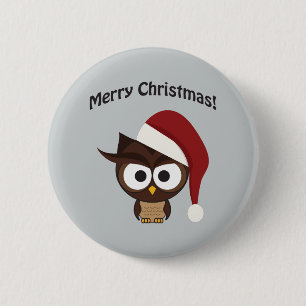 Prettig kerstfeest Boze Uil Ronde Button 5,7 Cm