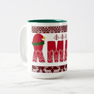 Prettig kerstfeest breien Trendy Elegant Tweekleurige Koffiemok