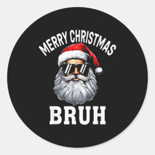 Prettig kerstfeest broer meme grappige uitdrukking ronde sticker