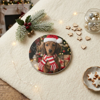 Prettig kerstfeest Bruine Dachshund Festieve Puppy Magneet