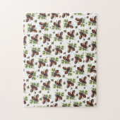 Prettig kerstfeest bruine dennenappels groen blad legpuzzel (Verticaal)