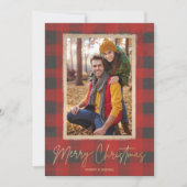 Prettig kerstfeest Buffalo Check Foto Feestdagenkaart (Voorkant)
