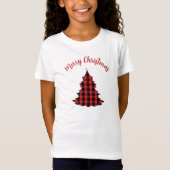 Prettig kerstfeest Buffalo Check Patroon T-shirt (Voorkant)
