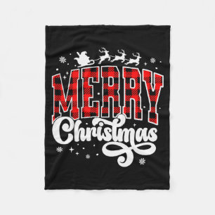 Prettig kerstfeest Buffalo geruit Rode Kerstman Fa Fleece Deken
