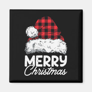 Prettig kerstfeest Buffalo geruite rode kerstman h Magneet