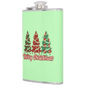 Prettig kerstfeest Buffalo Plaid Bomen Ontwerp-420 Heupfles (Links)