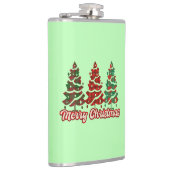 Prettig kerstfeest Buffalo Plaid Bomen Ontwerp-420 Heupfles (Rechts)
