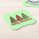 Prettig kerstfeest Buffalo Plaid Bomen Ontwerp-420 Kartonnen Onderzetters (Gekanteld)