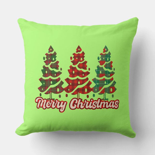Prettig kerstfeest Buffalo Plaid Bomen Ontwerp-420 Kussen (Voorkant)