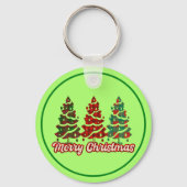 Prettig kerstfeest Buffalo Plaid Bomen Ontwerp-420 Sleutelhanger (Achterkant)