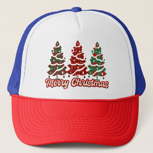 Prettig kerstfeest Buffalo Plaid Bomen Ontwerp-420 Trucker Pet (Voorkant)