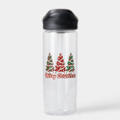 Prettig kerstfeest Buffalo Plaid Bomen Ontwerp-420 Waterfles (Achterkant)