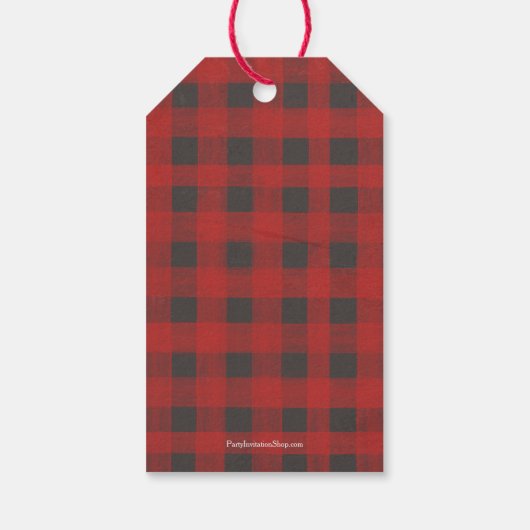 Prettig kerstfeest Buffalo Plaid Kerstvakantie Cadeaulabel (Achterkant)