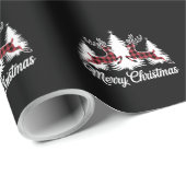 Prettig kerstfeest Buffalo Plaid Schattig Rendier Cadeaupapier (Rol Hoek)