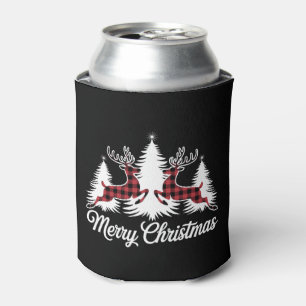 Prettig kerstfeest Buffalo Plaid Schattige Rendier Blikjeskoeler