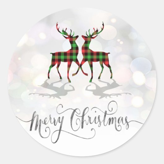 Prettig kerstfeest,Buffalo Pleid Rendier Ronde Sticker (Voorkant)