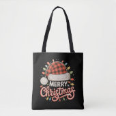 Prettig kerstfeest Buffalo rode geruite kerstman h Tote Bag (Voorkant)