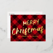 Prettig kerstfeest Buffalo Rood geruit Folie Feestdagen Briefkaart (Voorkant / Achterkant)
