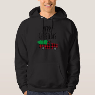 Prettig kerstfeest Buffalo Truck Boom Rode Geruite Hoodie