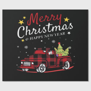 Prettig kerstfeest Buffalo Truck Sneeuwman Boom Ro Cadeaupapier