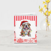 Prettig Kerstfeest Bulldog Begroeting Kaart (Gele Bloem)