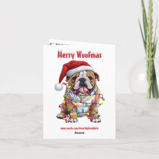 Prettig Kerstfeest Bulldog Groet Kaart (Achterkant)