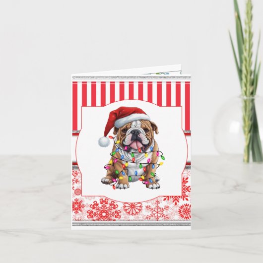 Prettig Kerstfeest Bulldog Groet Kaart (Voorkant)