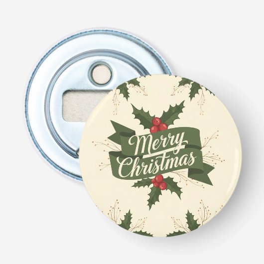 Prettig kerstfeest button flesopener (Voorkant)
