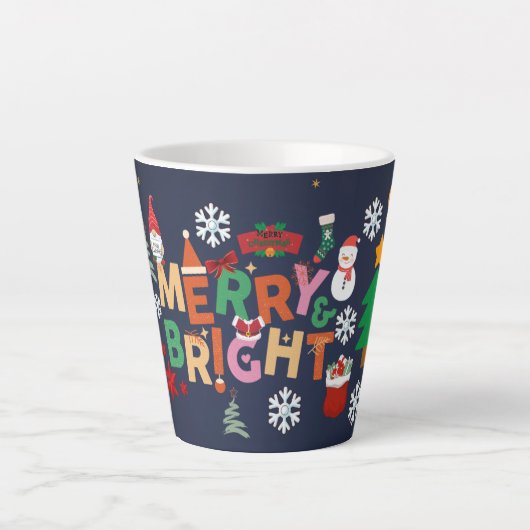 Prettig kerstfeest cadeau latte mok (Voorkant)