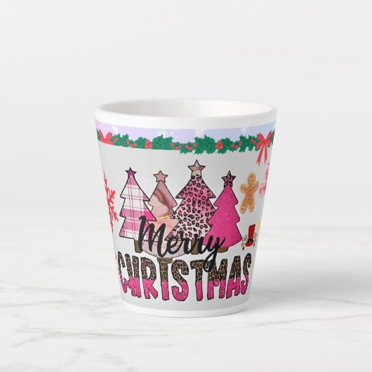 Prettig kerstfeest cadeau latte mok (Voorkant)