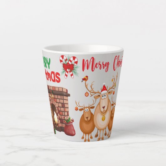Prettig kerstfeest cadeau latte mok (Voorkant)