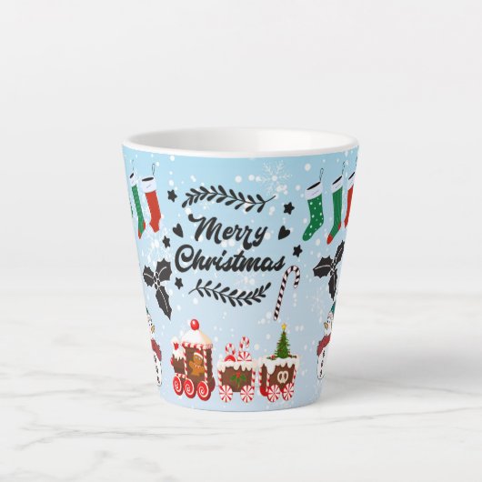 Prettig kerstfeest cadeau latte mok (Voorkant)