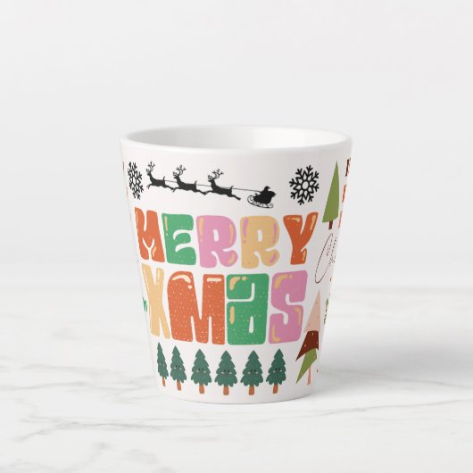 Prettig kerstfeest cadeau latte mok (Voorkant)