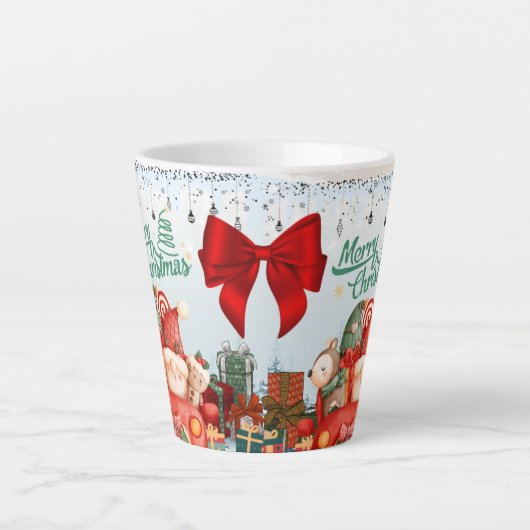 Prettig kerstfeest cadeau latte mok (Voorkant)