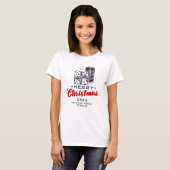 Prettig kerstfeest cadeaus aangepaste tekst rood b t-shirt (Voorkant volledig)