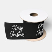 Prettig kerstfeest Calligrafie Wit Zwart Feestdag Satijnen Lint (Spoel)