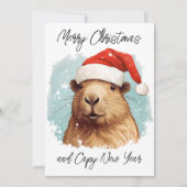 Prettig kerstfeest capybara kaart (Voorkant)