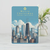 Prettig kerstfeest Chicago Foto Plat Kerstkaart (Staand voorkant)