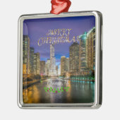Prettig kerstfeest! Chicago River, Metalen Ornament (Links)