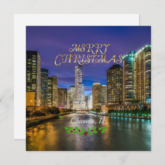 Prettig kerstfeest, Chicago River, SJABLOON (Voorkant / Achterkant)